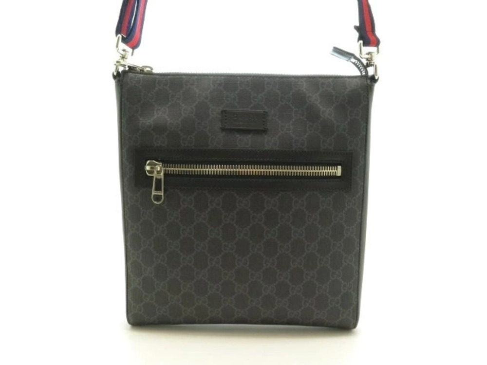 Gucci Shoulder Bag Canvas Black Gray